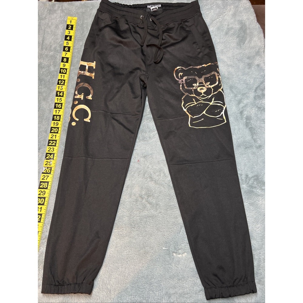 Hustle Gang Over Everything Sweatpants Men Large Graphic Print Black Hip Hop Y2K